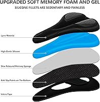 Vista 4 de Cojín de asiento de bicicleta acolchado de gel extra suave y cómodo para hombres y mujeres, cómodo, con pelotón estacionario, ejercicio, bicicletas