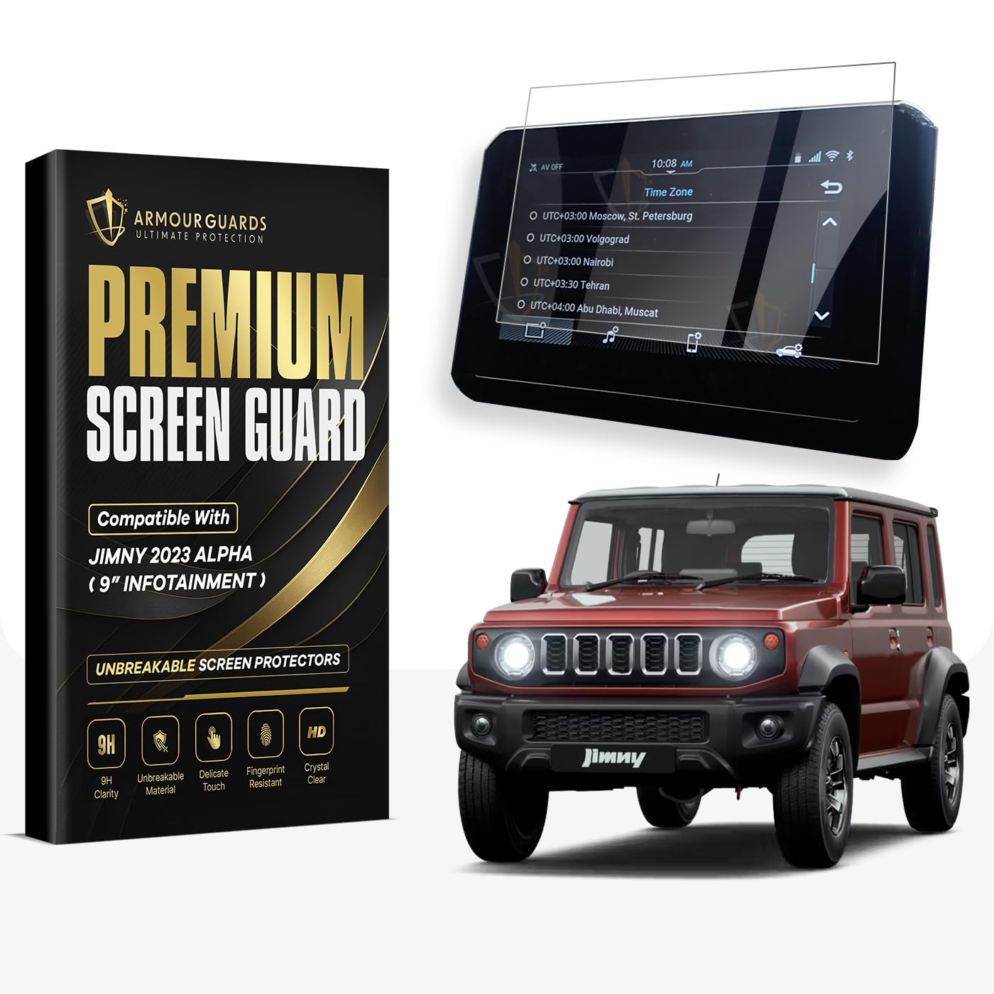ARMOUR GUARDS Screen Protector Compatible With MARUTI JIMNY (2023) 9 Inch, Infotainment Or Music System Stereo | Clear | Pack of 1-image-47