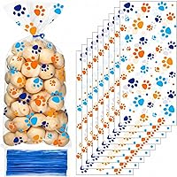 Vista 11 de Blulu 100 Bolsas de Golosinas para Perros, Recuerdos de Fiesta para Cachorros, Bolsas de Celofán con Cono de Pata de Mascota, Dulces Termosellables