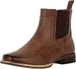 J's.o.l.e Bottes de cow-boy en cheville pour hommes Carré Toe Chelsea Bottes hommes Casual Retro Bottes élégantes