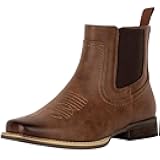 Ankle Cowboy Boots for Men Square Toe Chelsea Boots Mens Casual Retro Stylish Boots