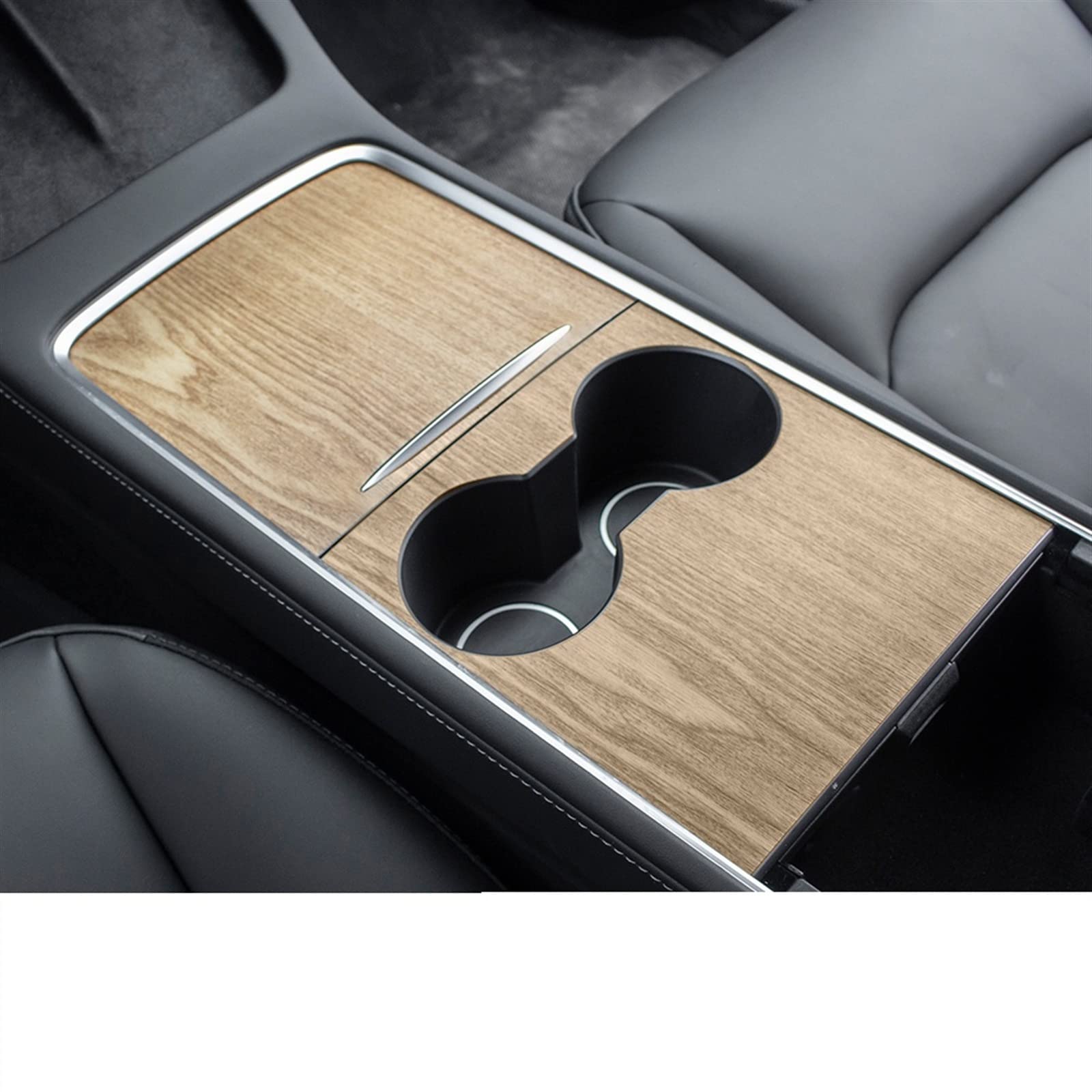 Qibbei 2 Central Control Panel Sticker Wood Grain Interior Console Accessories Trim For Tesla Model 3 Y 022(2)