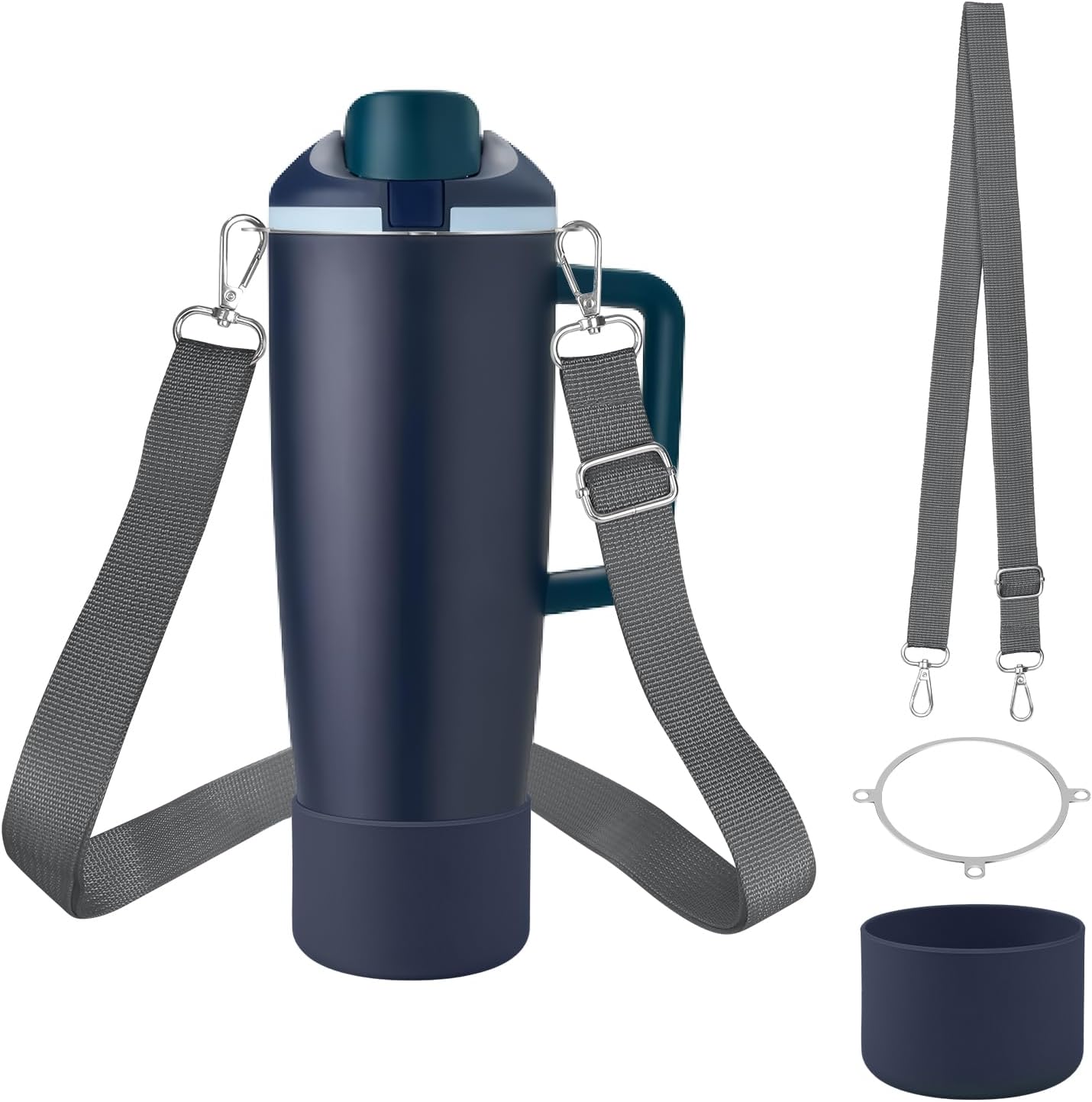 Accessories Set Compatible with Owala 30oz & 40oz FreeSip Sway Bottles & Tumblers, Carrier with Strap & Silicone Boot, Adjustable Shoulder Crossbody Handle Strap