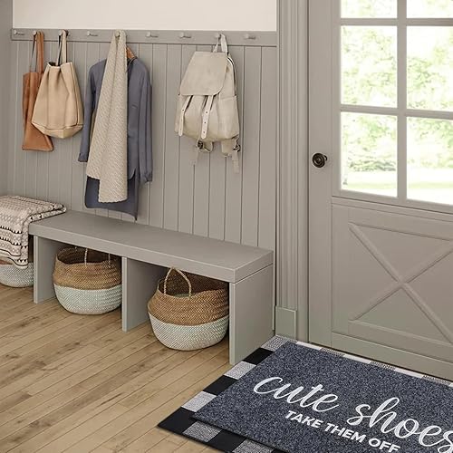 Miniatura 5 de Tapete de bienvenida para entrada con lindos zapatos, quítatelos en las alfombras de la puerta delantera de 24"x 36" con respaldo de goma, tapete