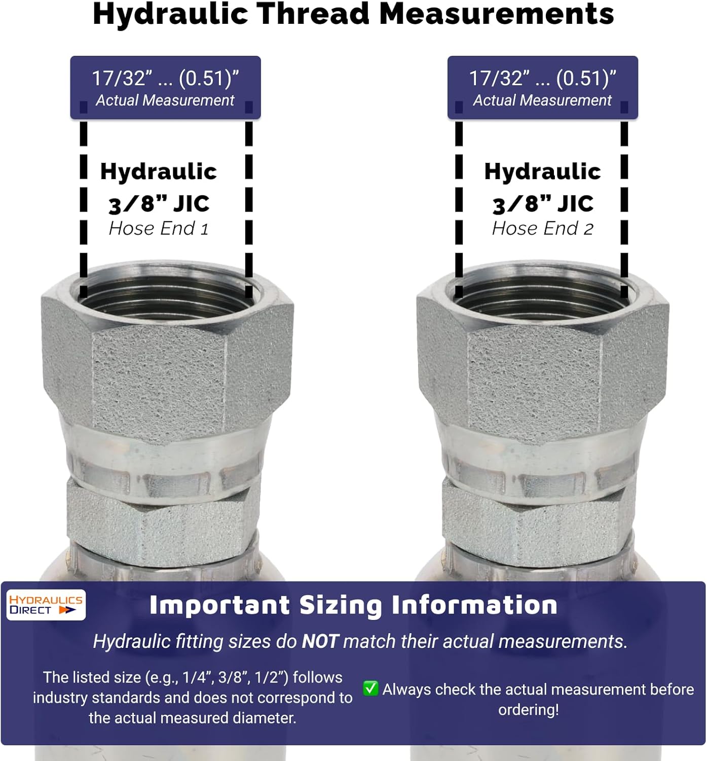 3/8" Hydraulic Hose Assembly 36 Inch - JIC Female Swivel Ends - 5500 PSI Flexible Hydraulic Line - Replaces Parker Gates Aeroquip - HYDRAULICS DIRECT FA-UFW6-JIC-36