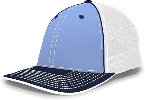 Pacific Headwear Standard Trucker Pacflex Cap - Columbia Blue/White, Mid-Profile, Breathable Mesh Back - View #5