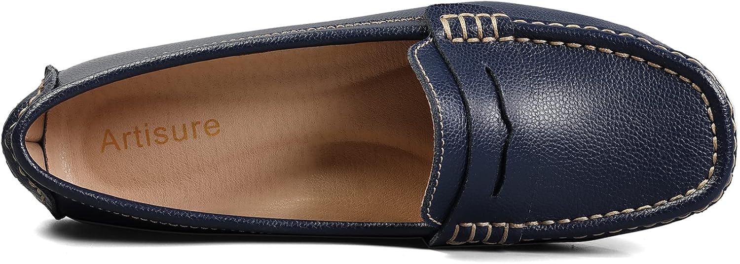 Artisure Women's Classic Comfort Leather Penny Loafers Casual Slip-Ons Lightweight Walking Flats Driving Mocs Boat Shoes - Image 9