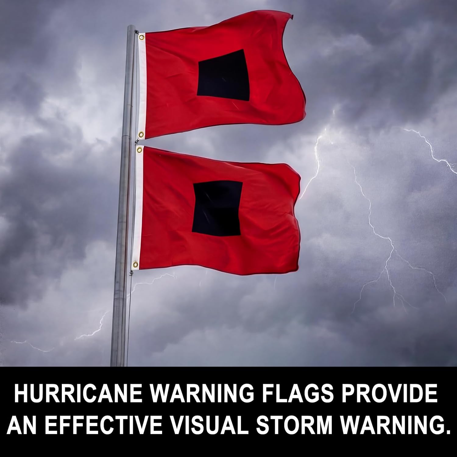 Remagr 2PCS Hurricane Warning Flags Durable Outdoor Safety Signal for Marine Coastal Weather Alert Emergency Use(36x36 Inch)