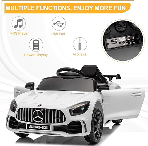 Miniatura 3 de Winado Vehículo eléctrico de 12 V, con licencia Mercedes Benz AMG GTR a batería, con control remoto para padres, asiento más ancho, luces LED,