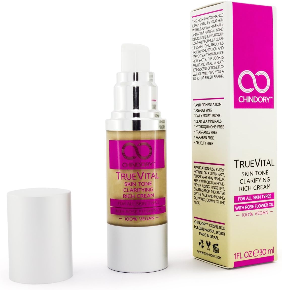 TrueVital Dark Spot Corrector and Skin Tone Clarifying Cream - Hydroquinone-Free Dark Spot Remover Fade Cream for Face, Neck and Hands - With Retinol Vitamin A and Vitamin C - 1 fl Oz/30 Milliliter
