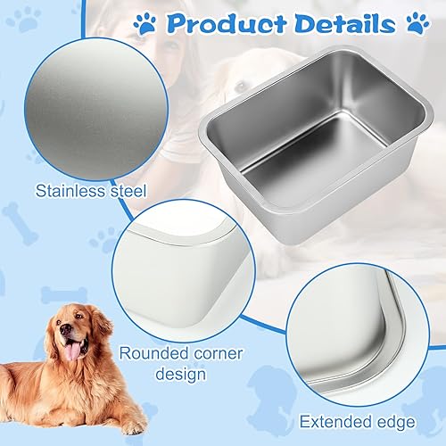 Miniatura 6 de YUEPET Cuencos de agua para perros de acero inoxidable de 3 galones, cuenco de metal extra grande para comida y agua para perros, cuenco de agua