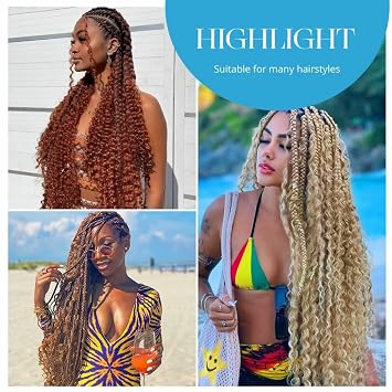 Human Braiding Hair for Boho Braids Ombre Highlight Curly Boho Hair for Braiding Knotless 12A Deep Wave Bulk Bohemian 2 Bundles/Pack Color P4/27 100g 16 Inch