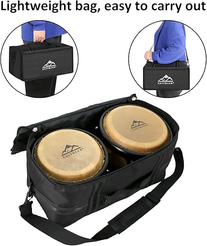 Miniatura 41 de EastRock Bongo - Juego de tambor de 4 y 5 pulgadas para adultos, principiantes, profesionales, instrumentos de percusión de madera y metal con llave