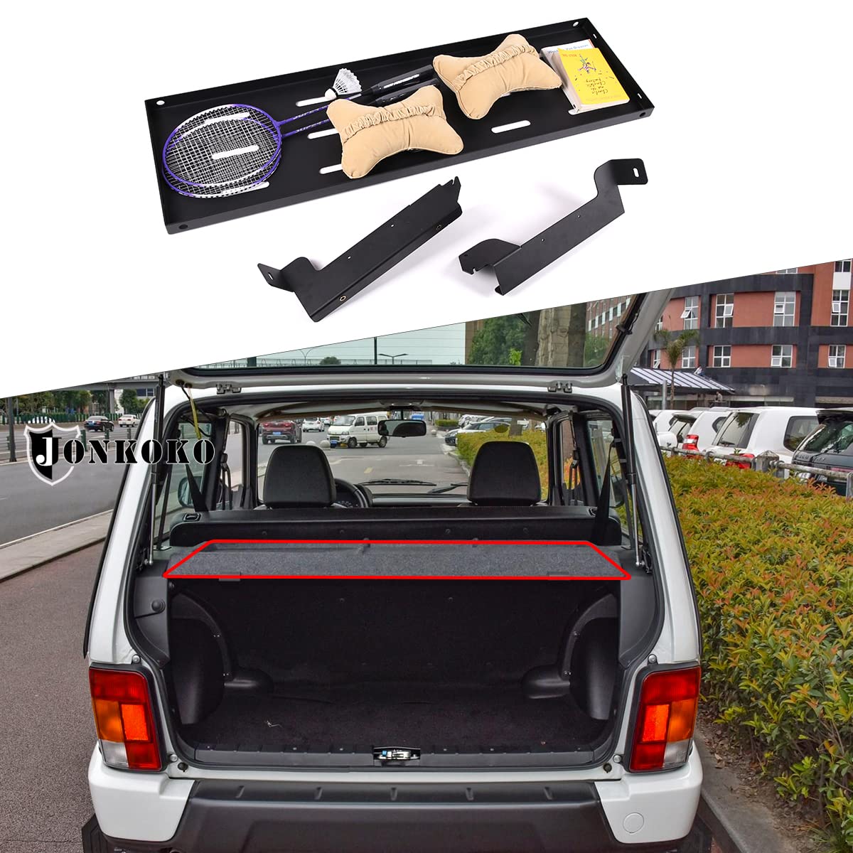 JONKOKOInterior Rear Cargo Basket Shelf Solid Steel Luggage Storage Carrier Compatible with NIVA Car Trunk Luggage Storage Carrier