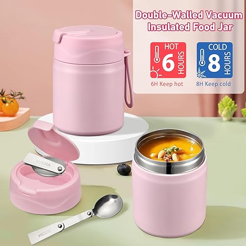 Miniatura 3 de Lonchera Bento para niños con termo de sopa de 17 onzas, botella de agua aislada y bolsa de almuerzo aislada, a prueba de fugas, contenedor de