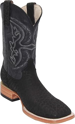 Botas vaqueras de cuero genuino con punta cuadrada para hombre