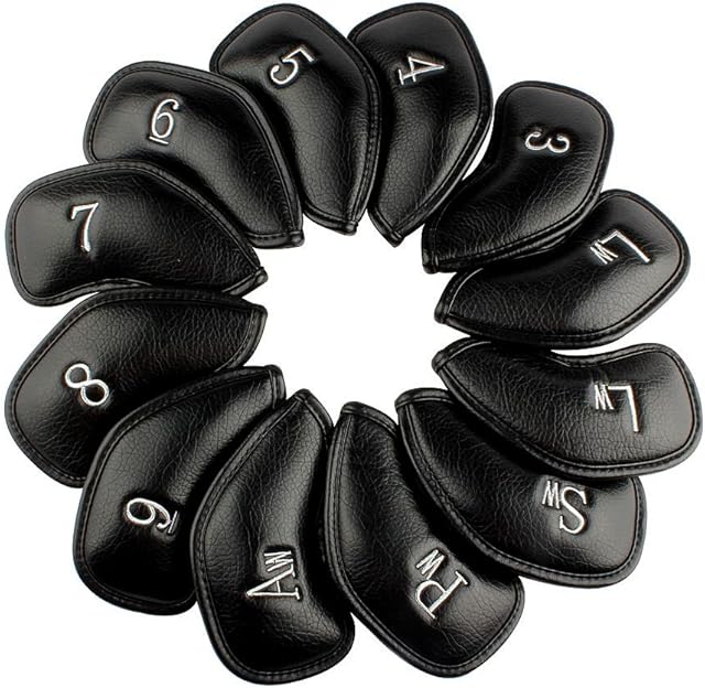 CRAFTSMAN GOLF 12pcs Thick Synthetic Leather Golf Iron Head Covers Set Headcover Fit All Brands alao Available for Custom Version