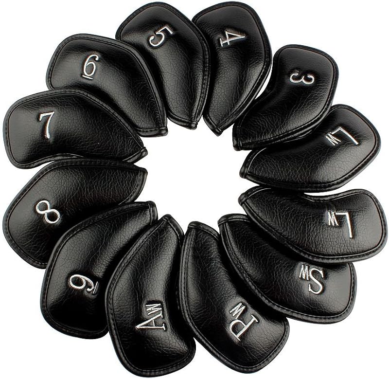 Juego de fundas para cabeza de hierro y Golf de cuero sintético grueso, 12 o 12 Uds., se adaptan a todas las marcas Callaway Ping Taylormade Cobra, Etc. También nombre personalizado