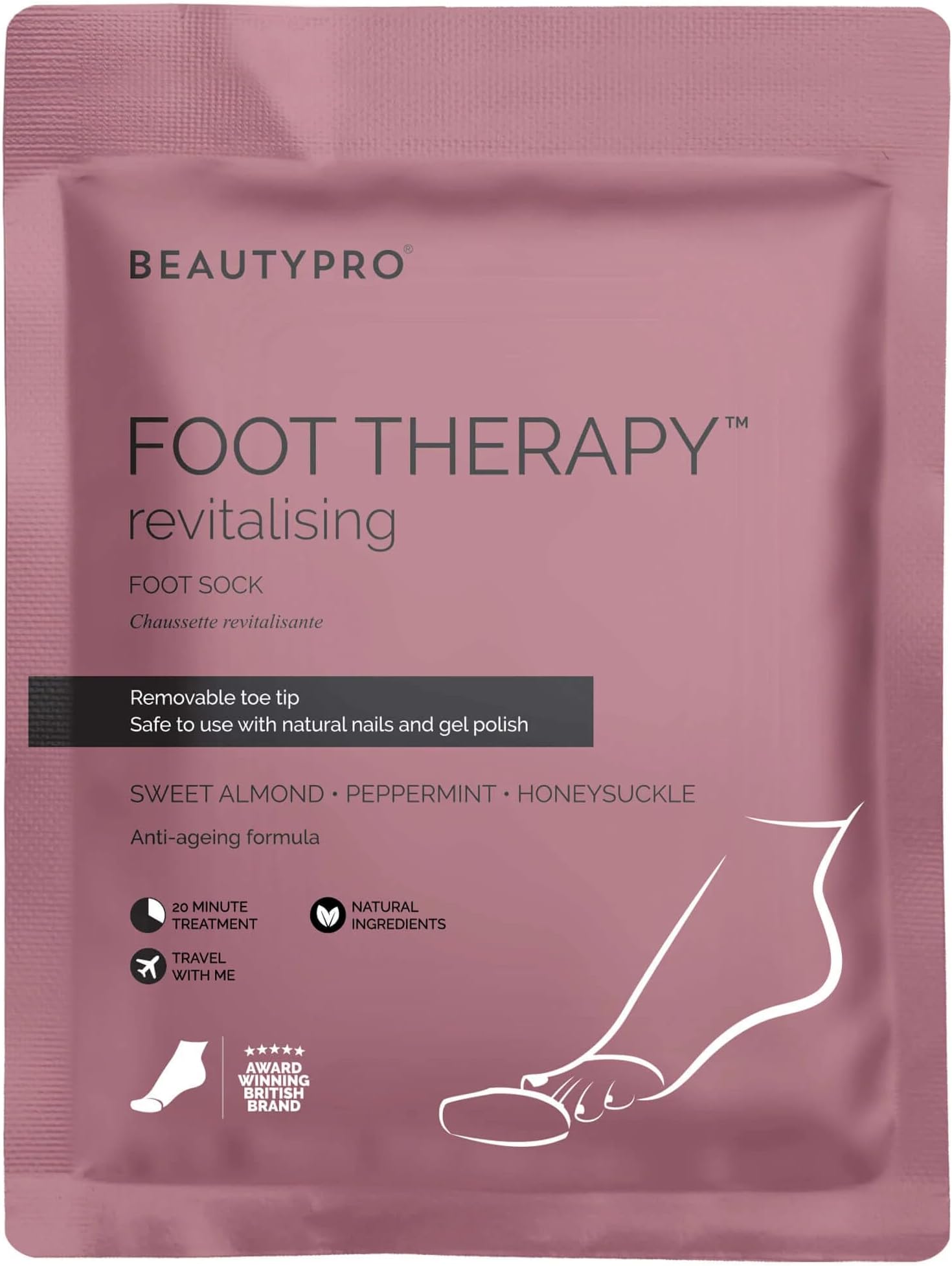 BEAUTYPRO FOOT THERAPY Intensely Moisturising Foot Mask Collagen Salicylic Acid & Argan Oil Natural Nourishing Foot Socks Removeable Toe Tips Vegan Treatment For Dry Feet Multi Award Winning Brand