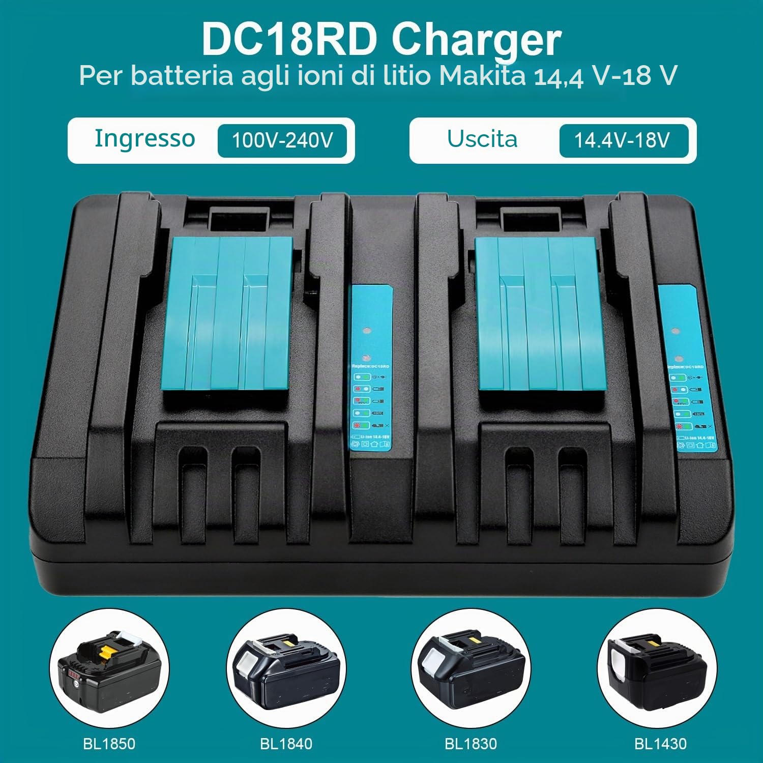 Energup 2 x 18V 5.0Ah Batteria + DC18RD Caricabatterie per Makita Batteria 18V BL1850B BL1850 BL1840 BL1830 BL1820 BL1815 BL1860