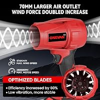 ONEVAN Turbo Akkumulátoros Fúvó 2x6000mAh, 28000 RPM Kefe Nélküli Motor, Levél Hó Por Fúváshoz 2