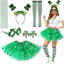 Hifot 8 Pieces St. Patrick's Day Tutu St Patricks Day Beaded Headband Earrings Festival Accessory Costume Ireland Women