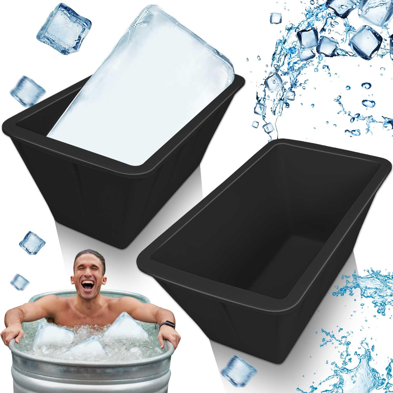 Lot de 2 moules à glaçons extra larges réutilisables pour bain glacé à la maison, moules à soupe en silicone, 3,6 kg pour camping, pêche, plage