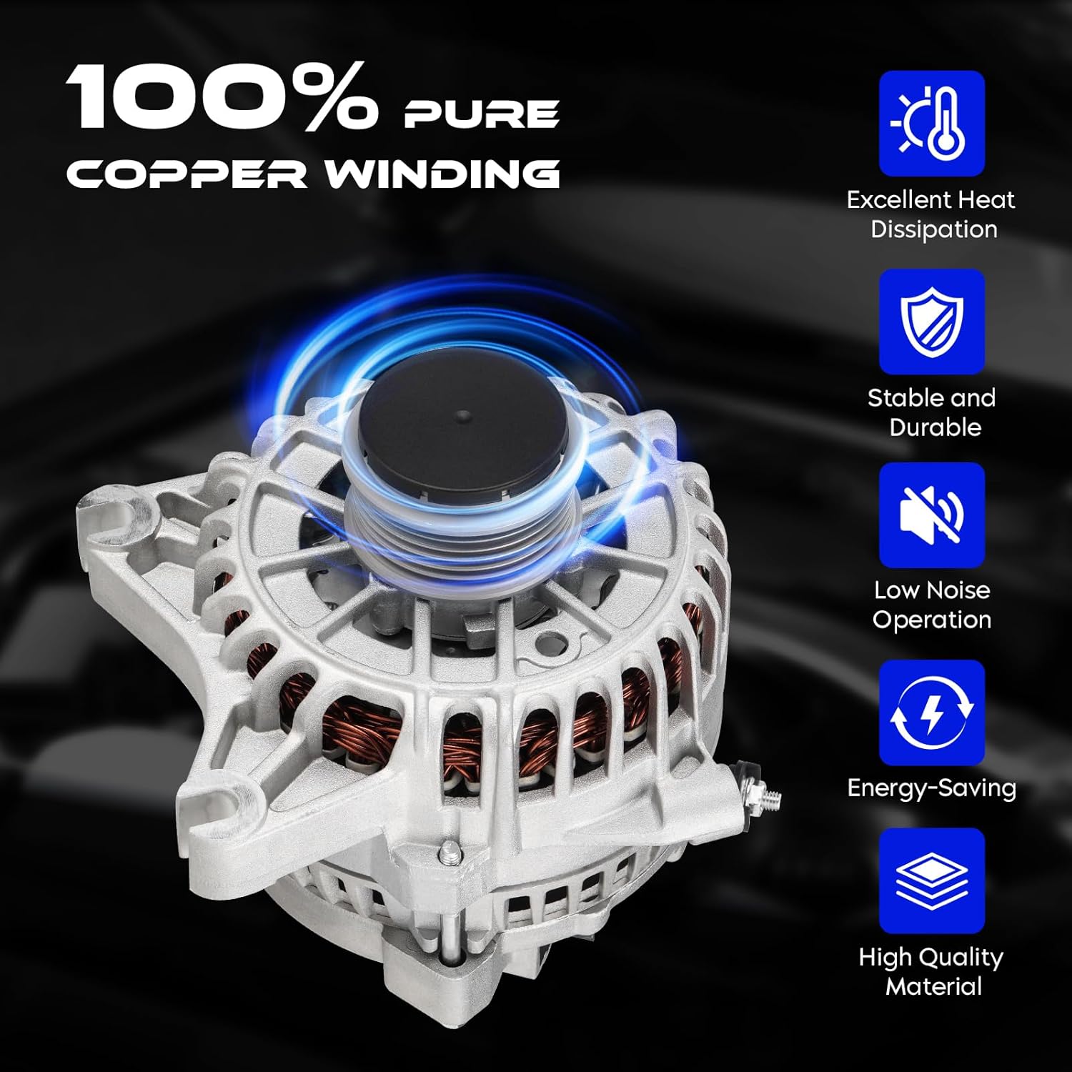 New Alternator for Ford Expedition 4.6L 5.4L 2003-2004, for Lincoln Navigator 5.4L 2003-2004, Automotive Replacement Alternators for 3L74-10300-AA 3L74-10300-BA