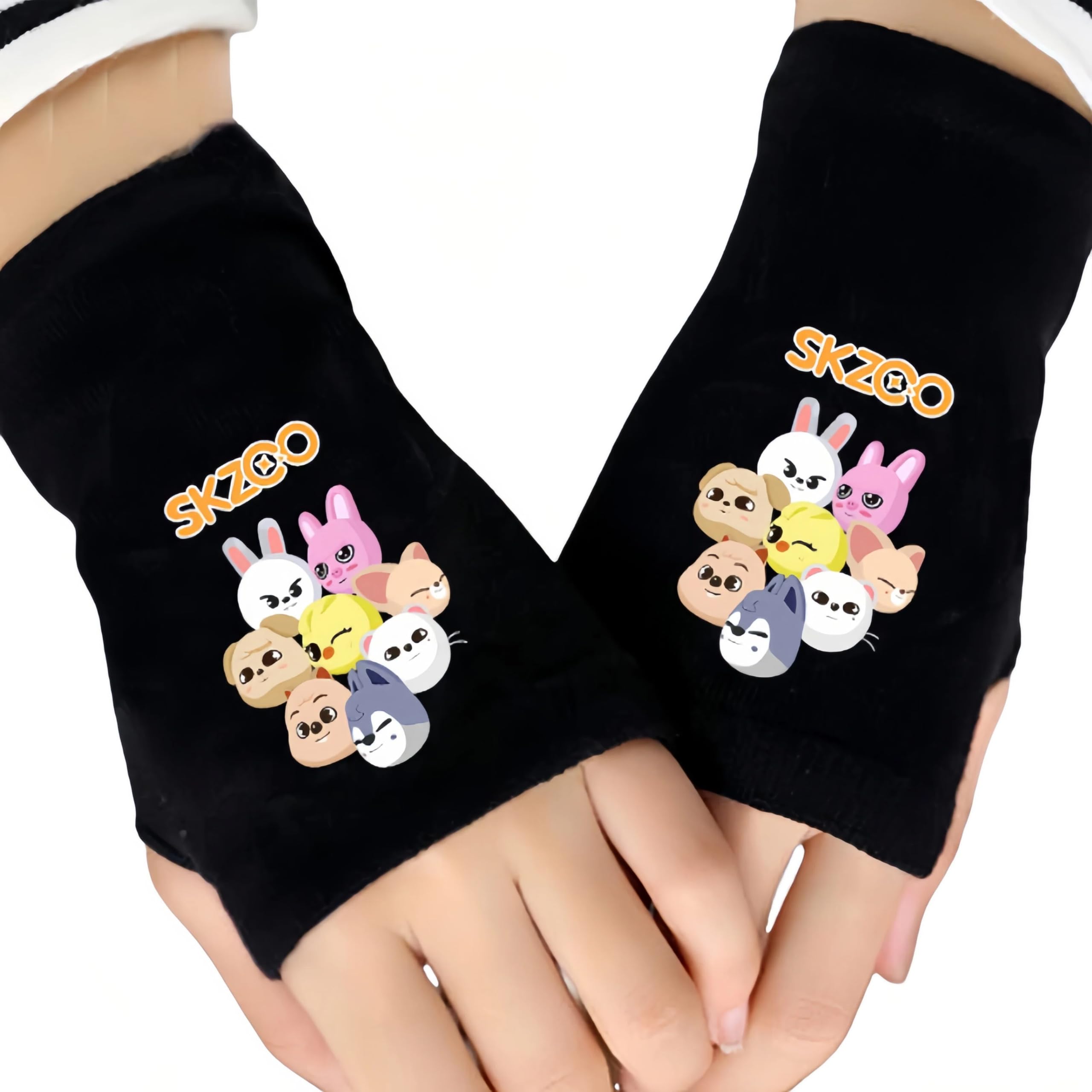 Wgewfhdf 1 Paar Kpop Stray Kids Fingerless Gloves, Stray Merch Gloves for Boys Girls Knit Touchscreen Gloves Winter Gift for Stay