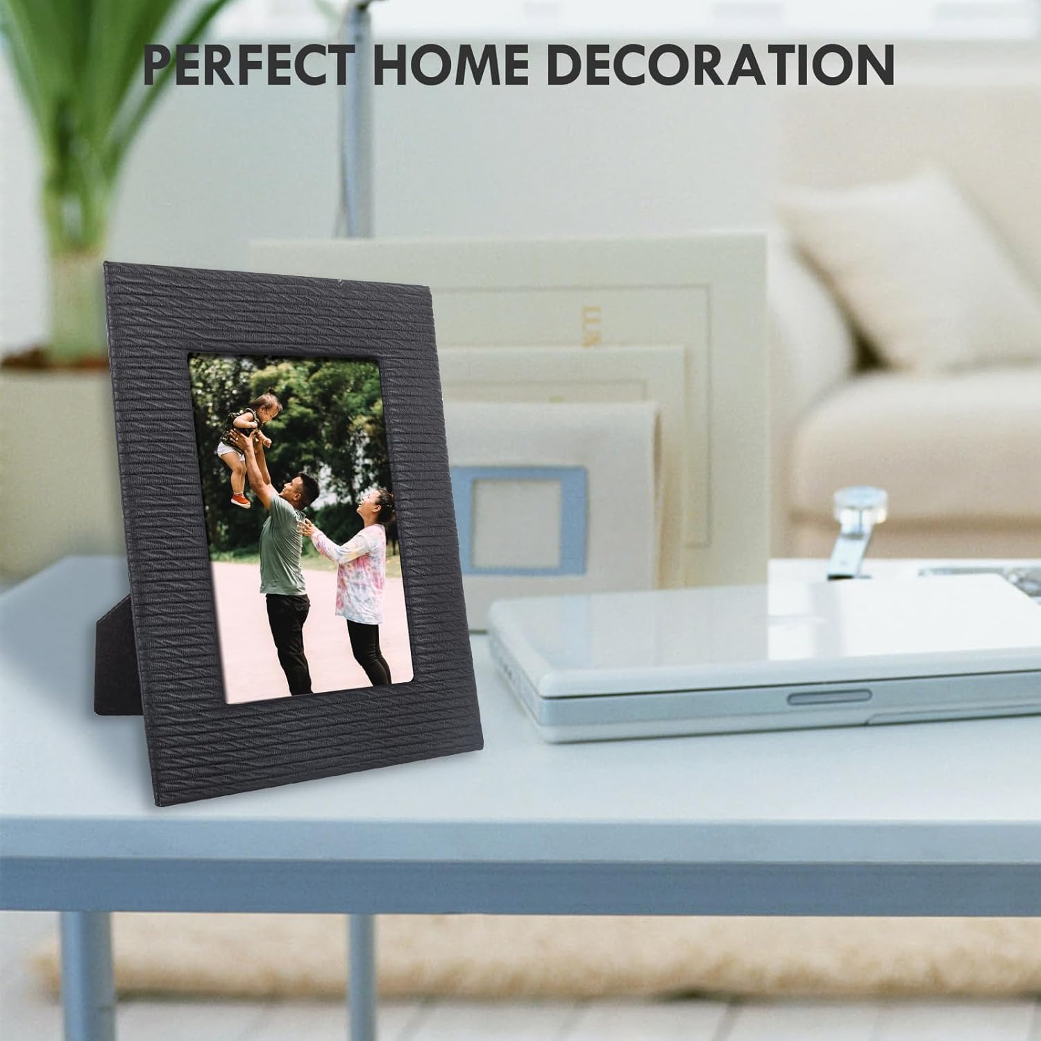 4x6 Picture Frames, Stylish Vintage PU Leather Photo Frame for Tabletop Display, 4x6 Picture Holder 1 Pack for Home Decor Display Frame - Black - Image 6