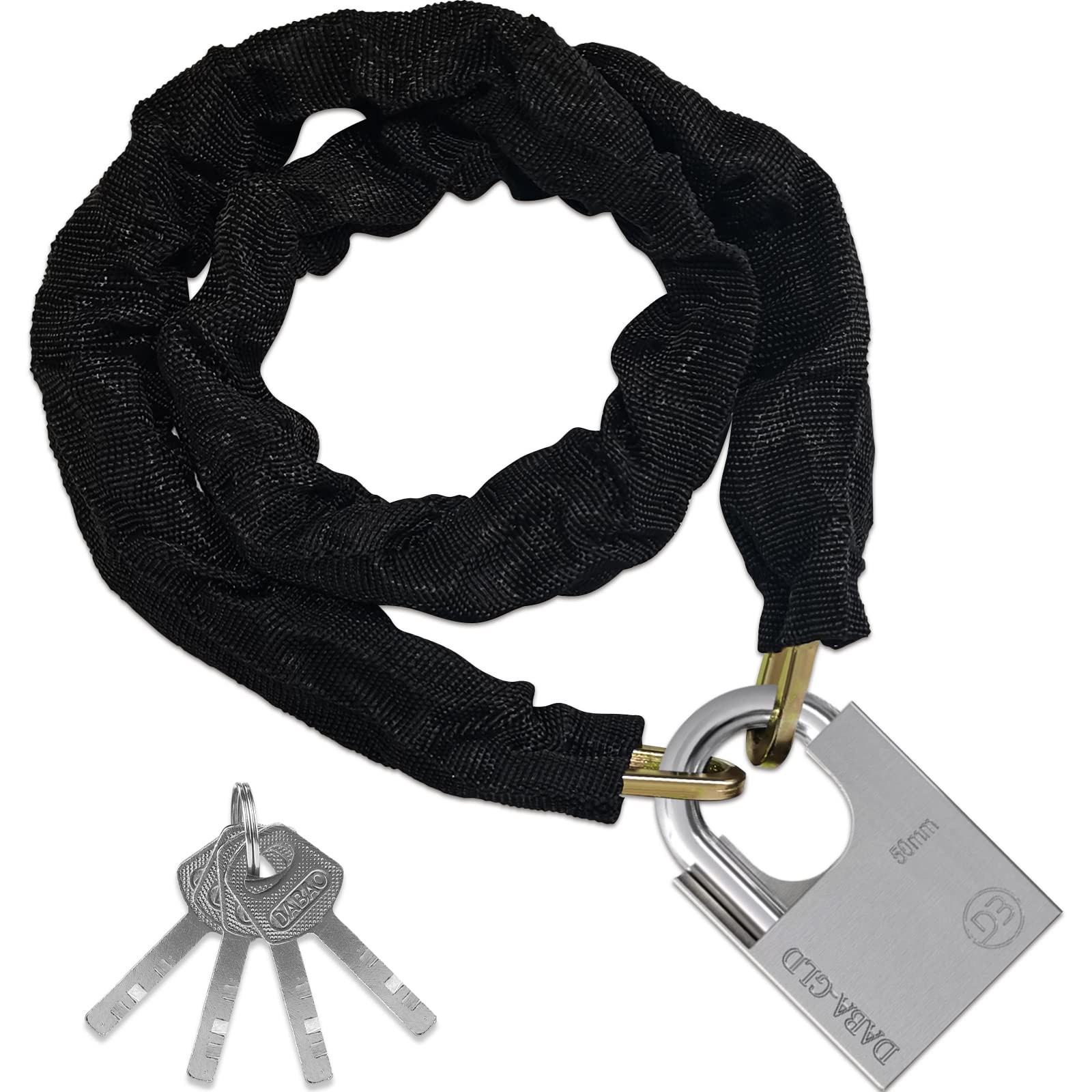 Antivol Vélo Bowfar – Chaîne 6 Mm X 100 Cm – Acier Trempé – 3 Clés – Housse étanche – Noir
