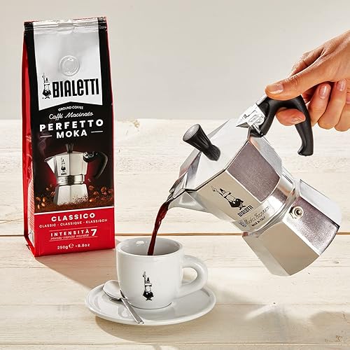 Miniatura 6 de Bialetti - Colección Moka Express Italia Máquina de café expreso icónico para estufa, Moka Pot 6 tazas (9 Oz - 270 Ml), Aluminio + Perfetto Moka