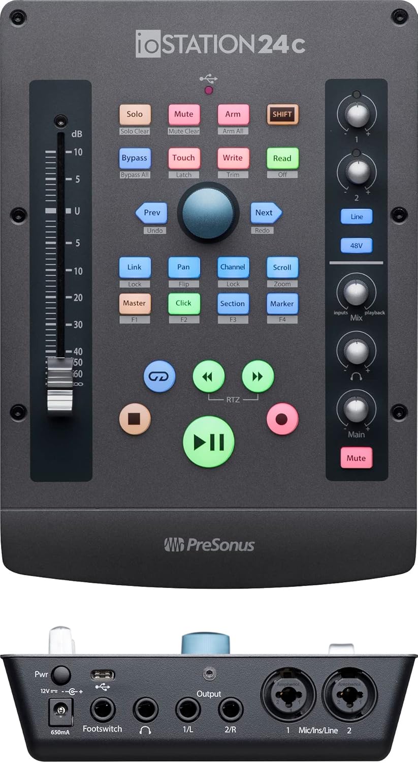 PreSonus ioStation 24c 2x2, 192 kHz, USB Audio Interface and Production Controller with Studio One Artist and Ableton Live Lite DAW Recording Software : Musical Instruments