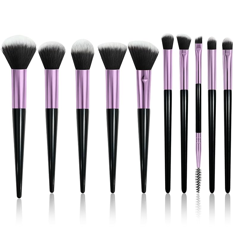 Kit com 10 Pincéis de Maquiagem Roxos koulate