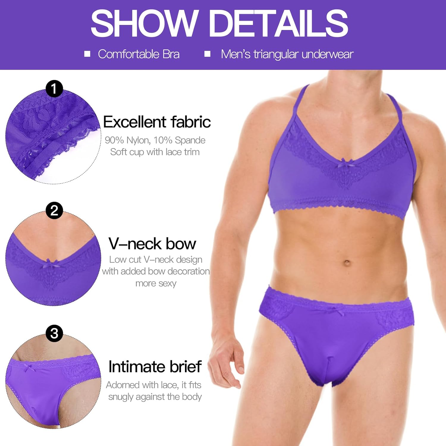 Lingerie Set For Men, Sexy Bra And Underwear G String Exotic Man GayPanty, Sissy Panties Femboy, - Image 3