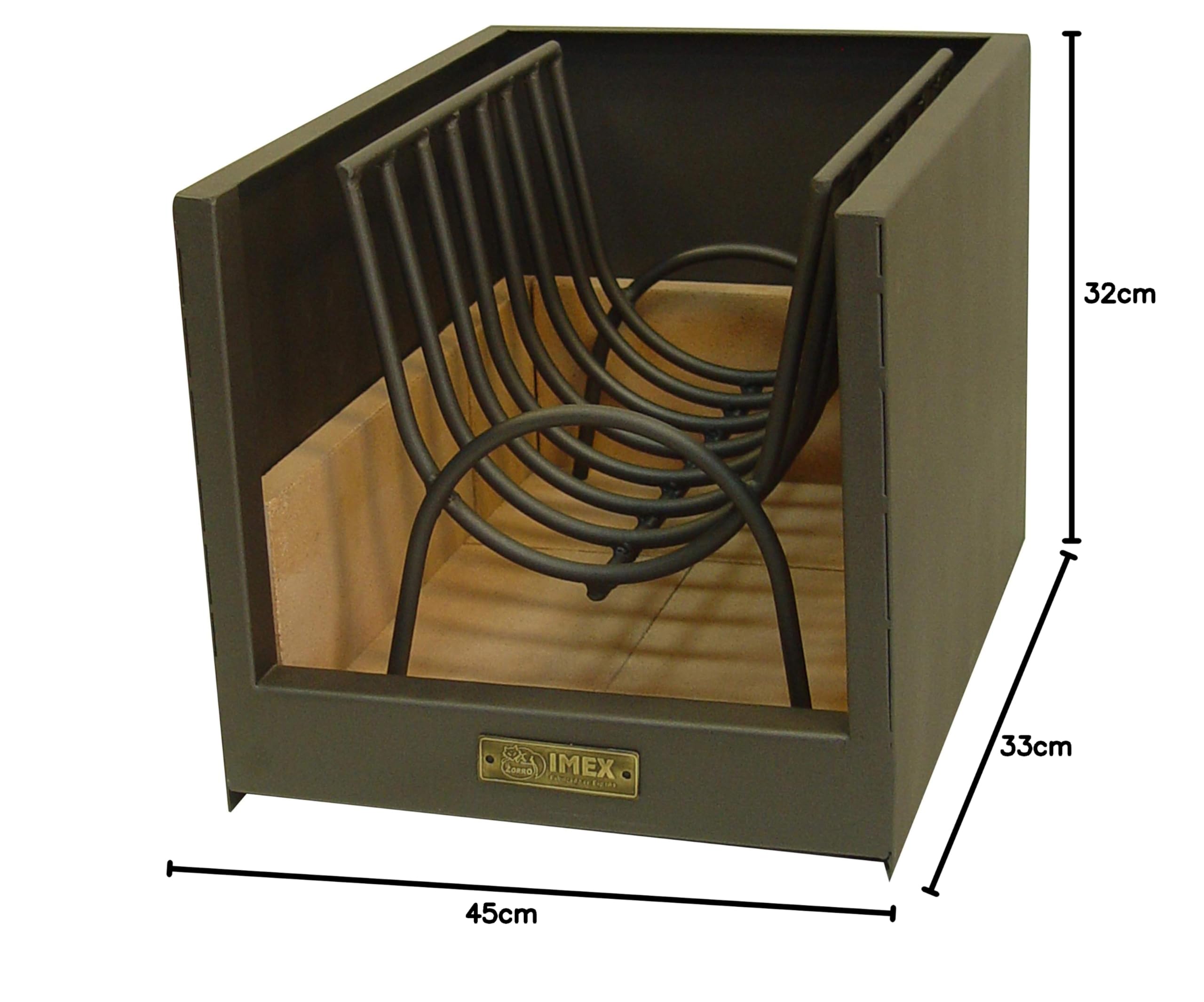 Imex El Zorro 71485-Tiroir à bois avec brique réfractaire 33 x 45 x 32 cm Barbecue à bois et charbon de bois noir