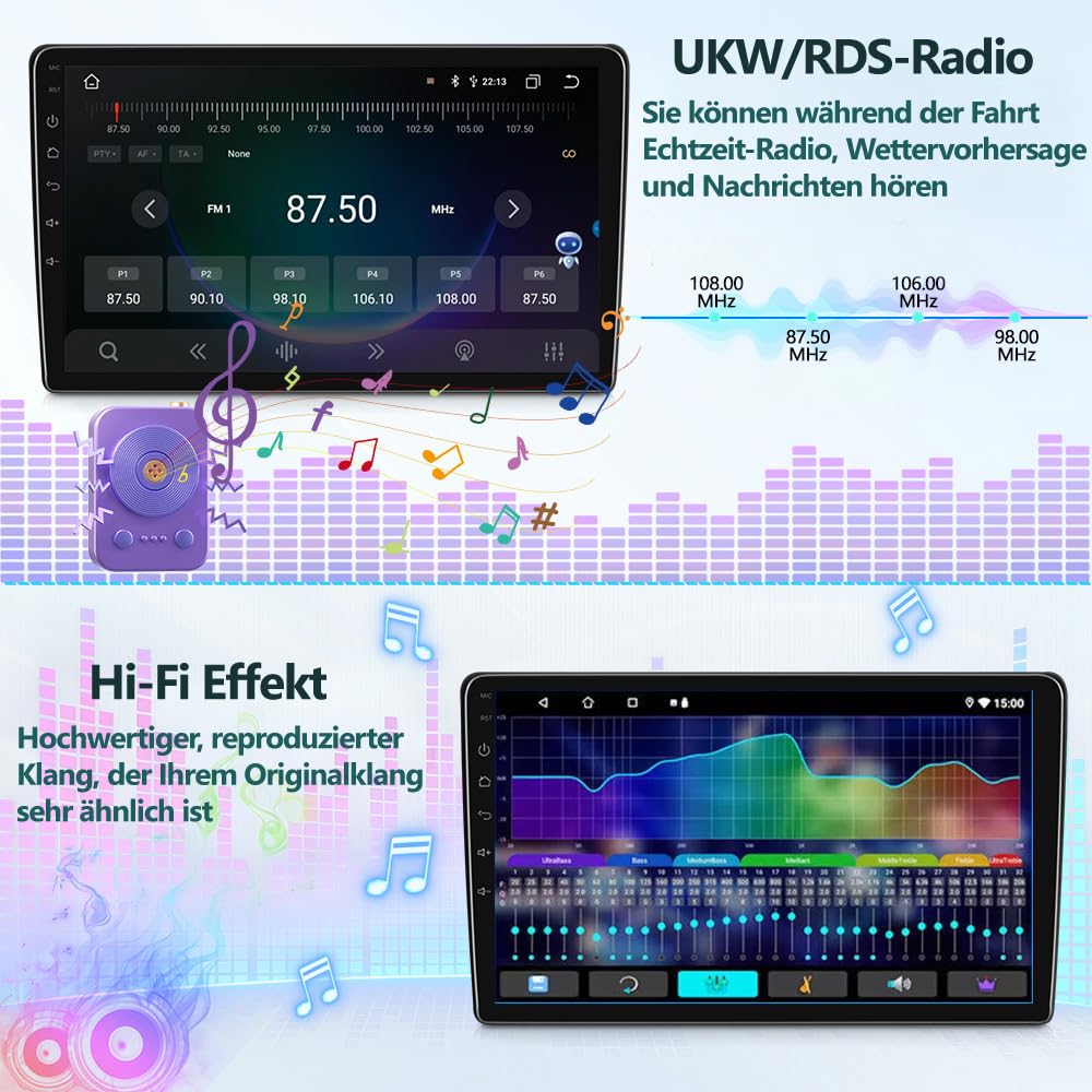 4G+64G Android 14 Autoradio für Seat Mii 2011-2019 mit Carplay & Android Auto, Doppel-Din Autoradio mit Bluetooth 6.86 Zoll HD Touchscreen, WLAN, FM, Rückfahrkamera, MirrorLink, Lenkradsteuerung, Navi