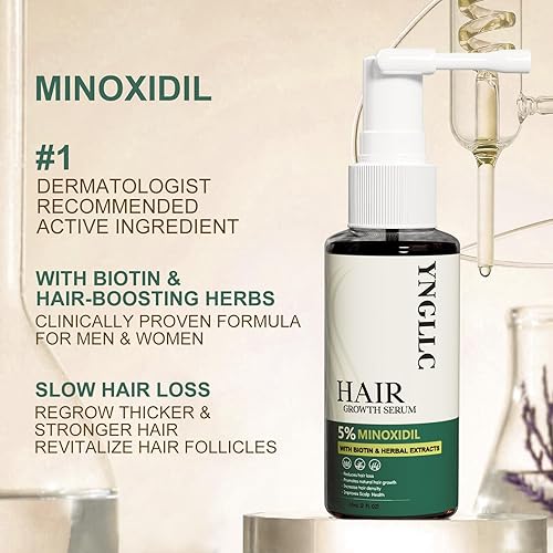 Miniatura 3 de 5% de crecimiento del cabello de minoxidil para hombres y mujeres, suero de tratamiento de pérdida de cabello con minoxidil extra fuerte con biotina