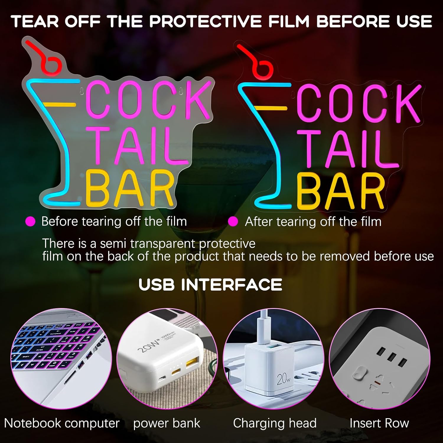Cooktail Bar Neon Signs for Wall Decor Bar Signs for Home Bar Led Neon Light Up Beer Sign for Man Cave Happy Hour Cart Pub Party Nightclubs Bedroom Restaurant Living Room Hotel Christmas Gift
