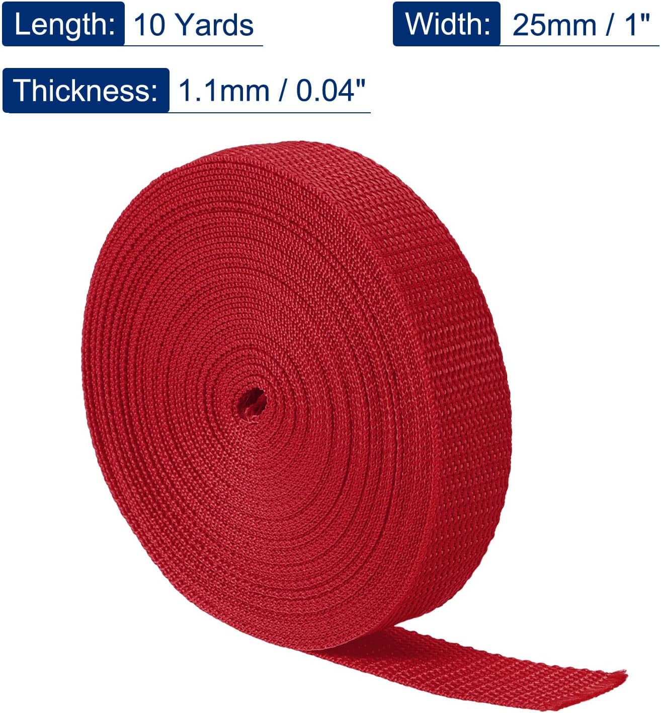 MECCANIXITY Lightweight Polypropylene Webbing Strap 1" 10 Yards Dark Red Strapping Band for Outdoor