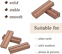 Vista 4 de WILLOWDALE 6 soportes para tarjetas de mesa de nogal para mesa, soportes acrílicos de números de mesa para recepción de boda, soporte de números