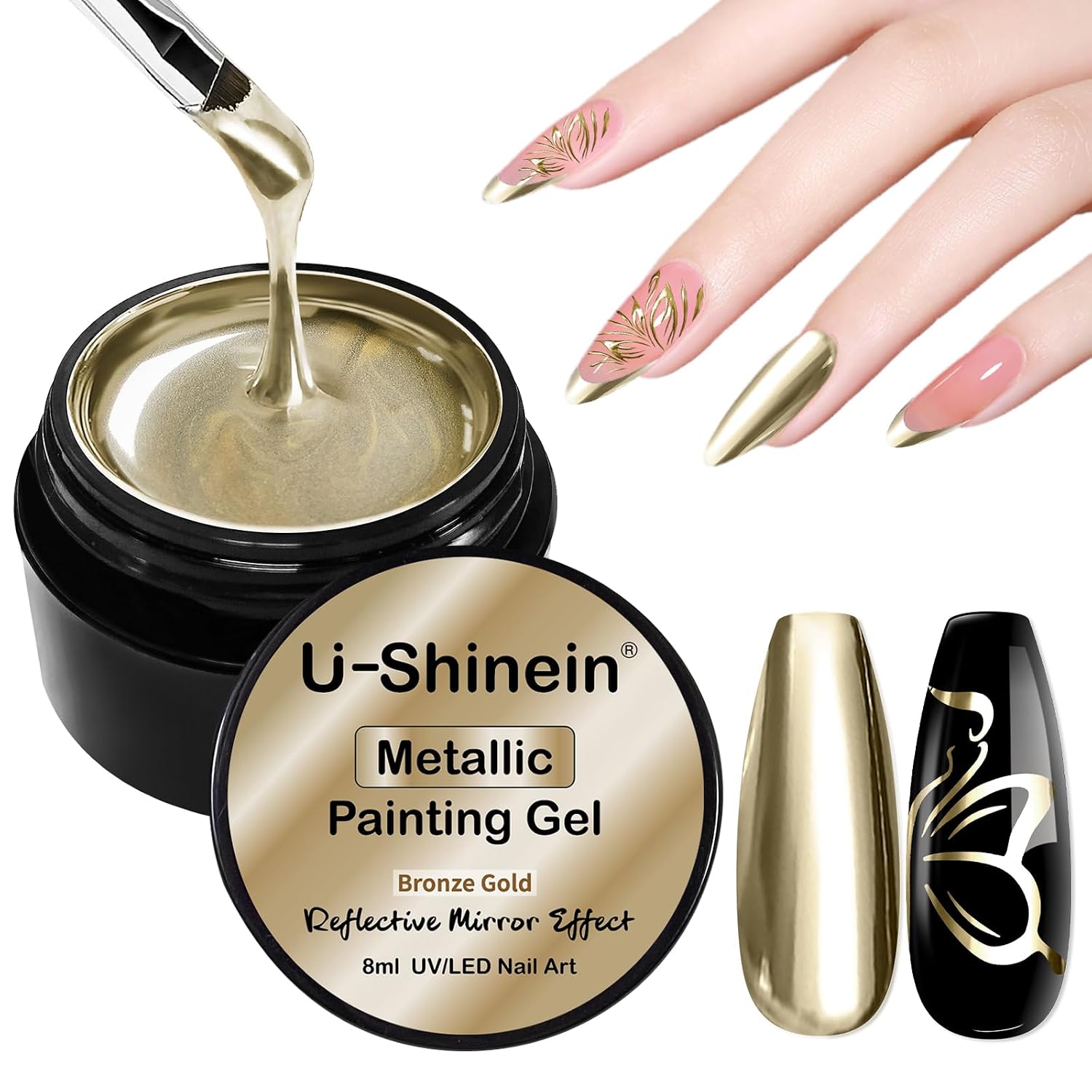8ml Metallic Nail Polish Gel - Mirror Finish & Easy Application