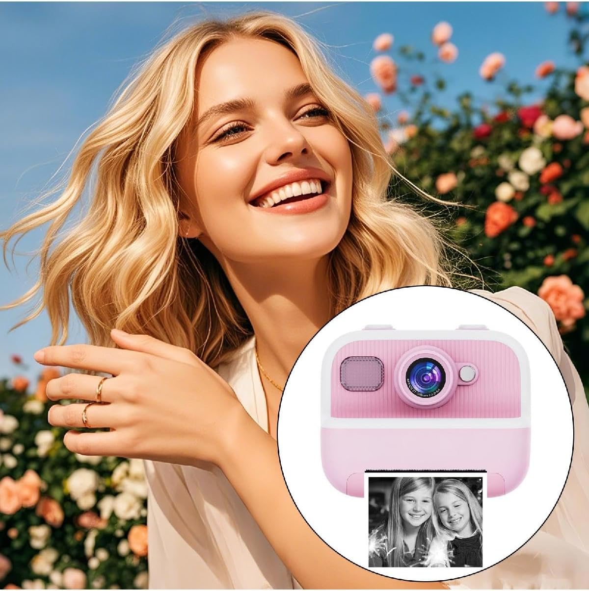 Portable Digital Camera Instantly Camera with Photo Printing Video Camera Toy Creative Learning Toy Kids Birthday Gift (PK)