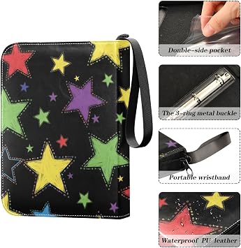 400 Pocket Zipper Binder - Premium Pu Cover Zip Binder For Trading Cards, Mtg, Tcg, Sports Cards Vibrant Stars Pattern Cloth