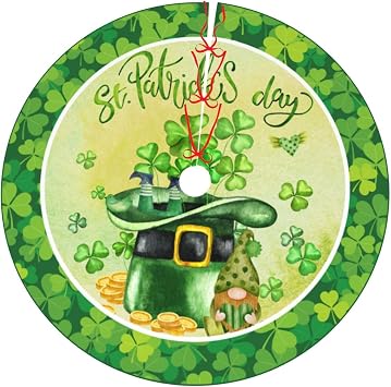 Gnomes St Patricks Day Christmas Tree Skirt Holiday Party Supplies Decorations Halloween Xmas Tree Mat Farmhouse Decorations 36"