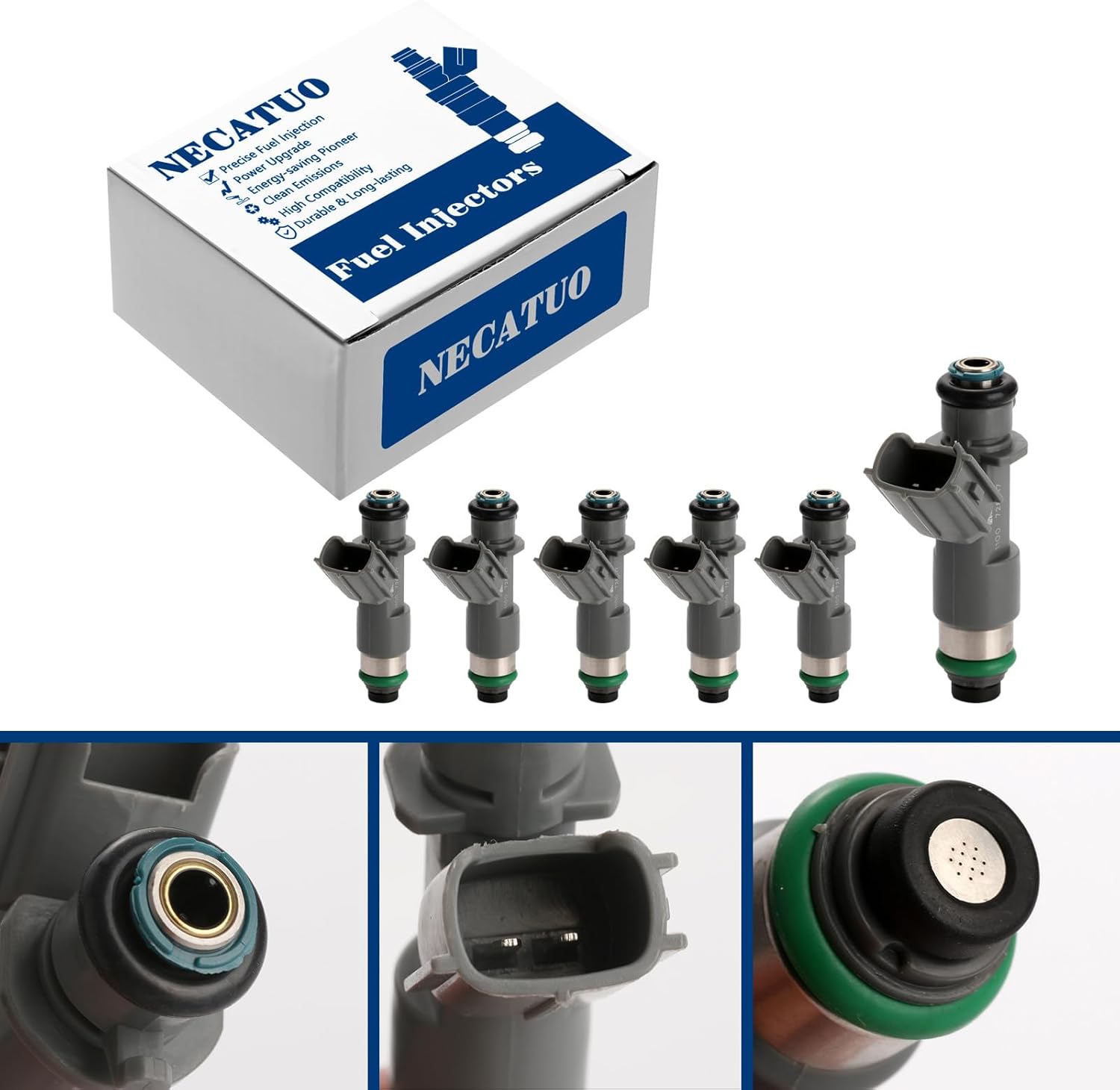 Set of 6 Fuel Injectors - Compatible with Accord Crosstour Acura MDX RDX ZDX TL RL TSX 3.5L 3.7L - Replaces FJ982 155-0459 16450R70A01