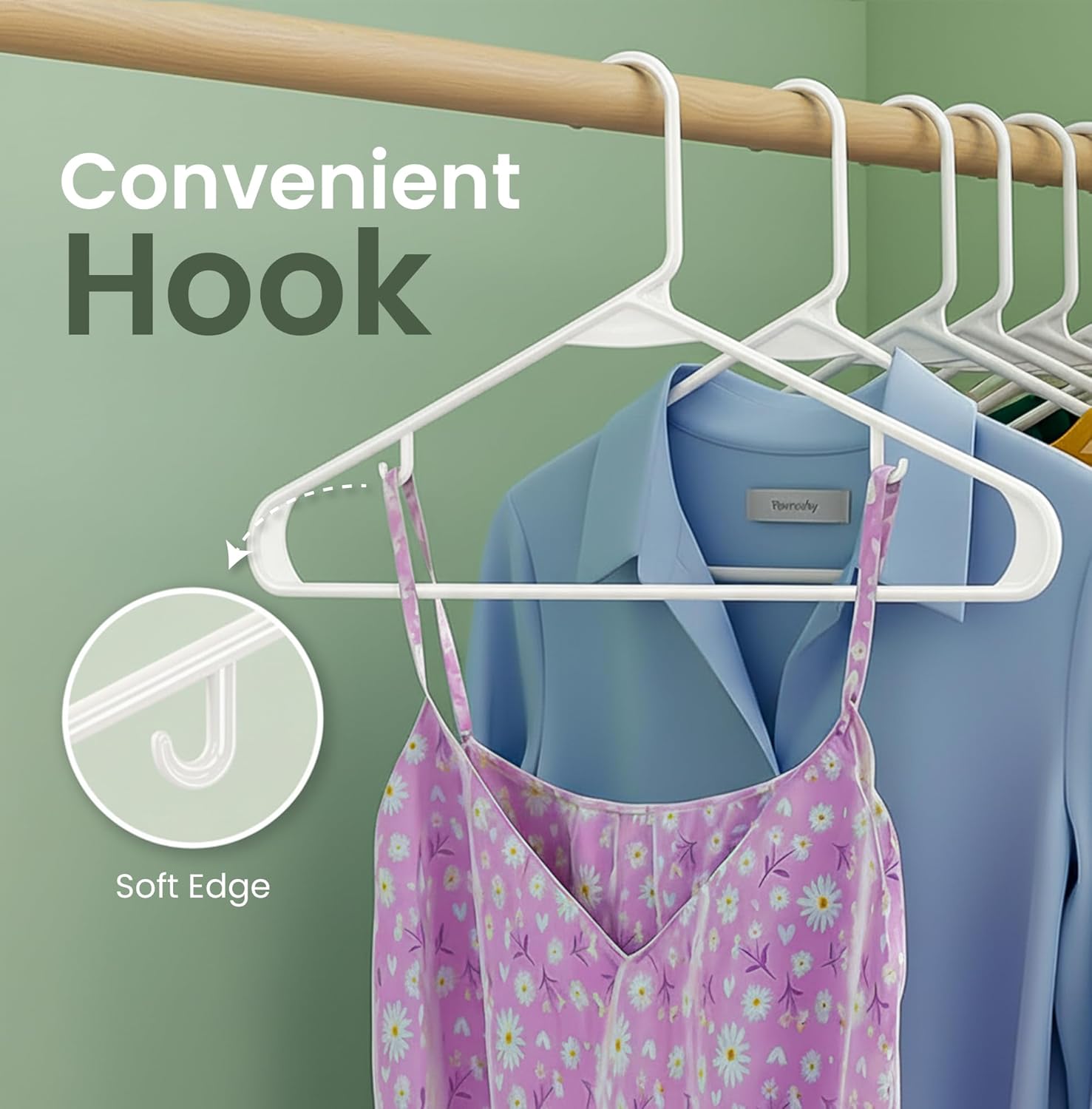 Utopia Home Plastic Hangers 20 Pack – Built-in Strap Hooks White | Space saving | Durable & strong | Closet organizer | Clothes hangers | Ideal for shirts, pants, skirts & coats