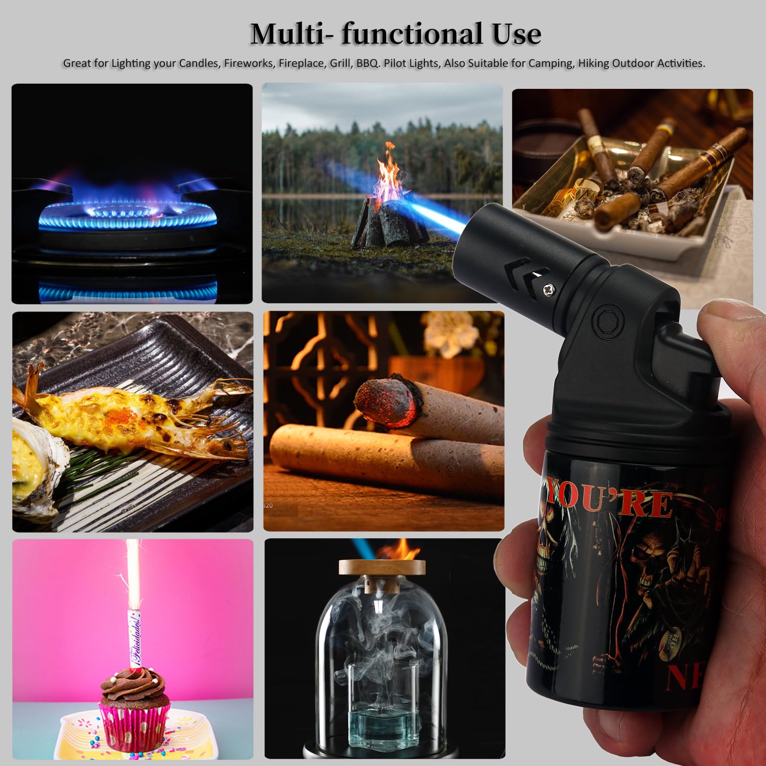 HONEST Two Pack High Cost Performance Torch Lighter Single Power Jet Flame  Butane Lighters Refillable Adjustable Gas Lighter Windproof Lighters Candle  BBQ Grill Camping (Black& Blue) : Amazon.sg: Health, Household and Personal