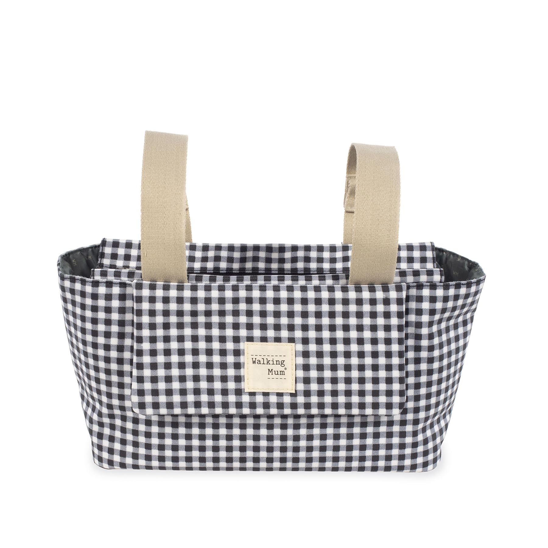 Walking Mum. I Love Vichy Wickeltasche für Kinderwagen, kurze Griffe zur Befestigung am Kinderwagen, Schwarz, 31 x 17 x 12 cm