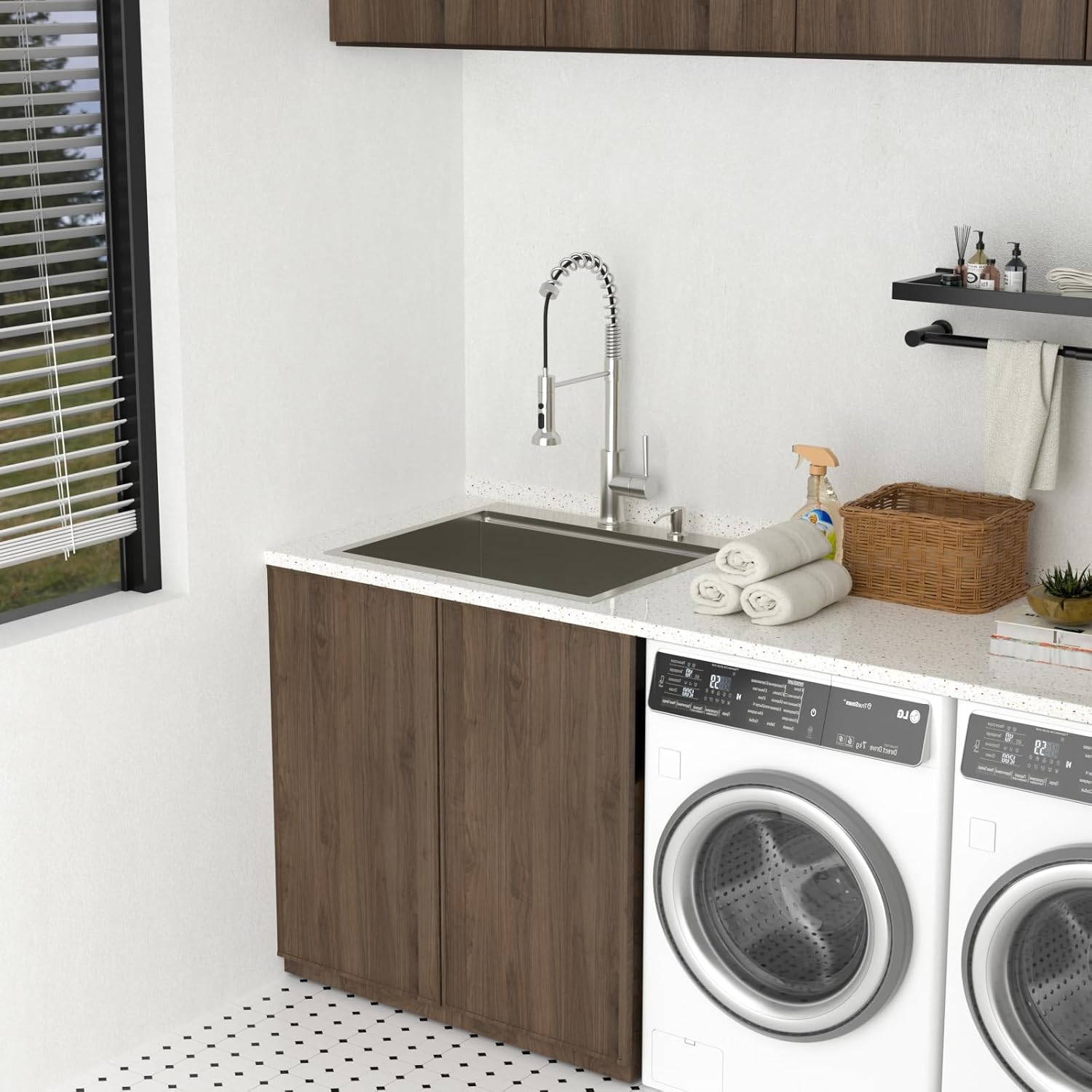 Lordear 12 Inch Deep Laundry Sink Drop In Laundry Utility Sink Workstation Topmount Single Bowl 16 Gauge Stainless Steel Laundry Room Sinks 25x22x12 Inch image 4
